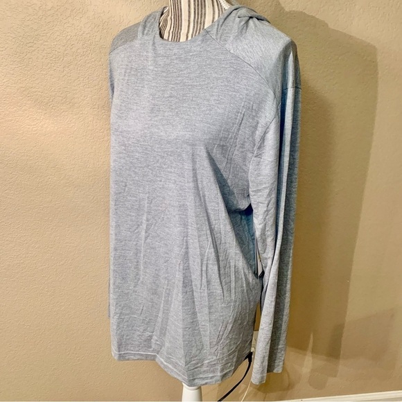 NWT Gaiam Hooded Top Large Grey Long Sleeved Hoodie Athletic Fitness Slim Fit - Picture 7 of 15